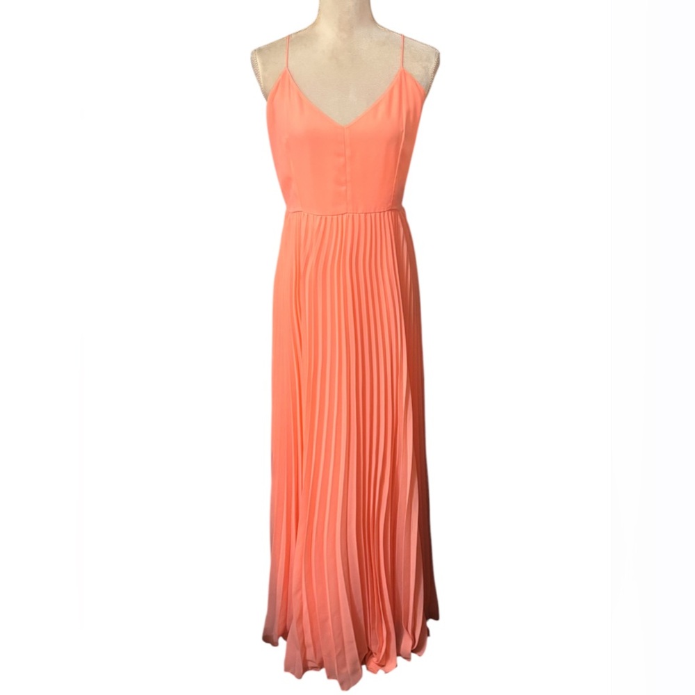 asos Coral Pleated Maxi Dress Sz 10